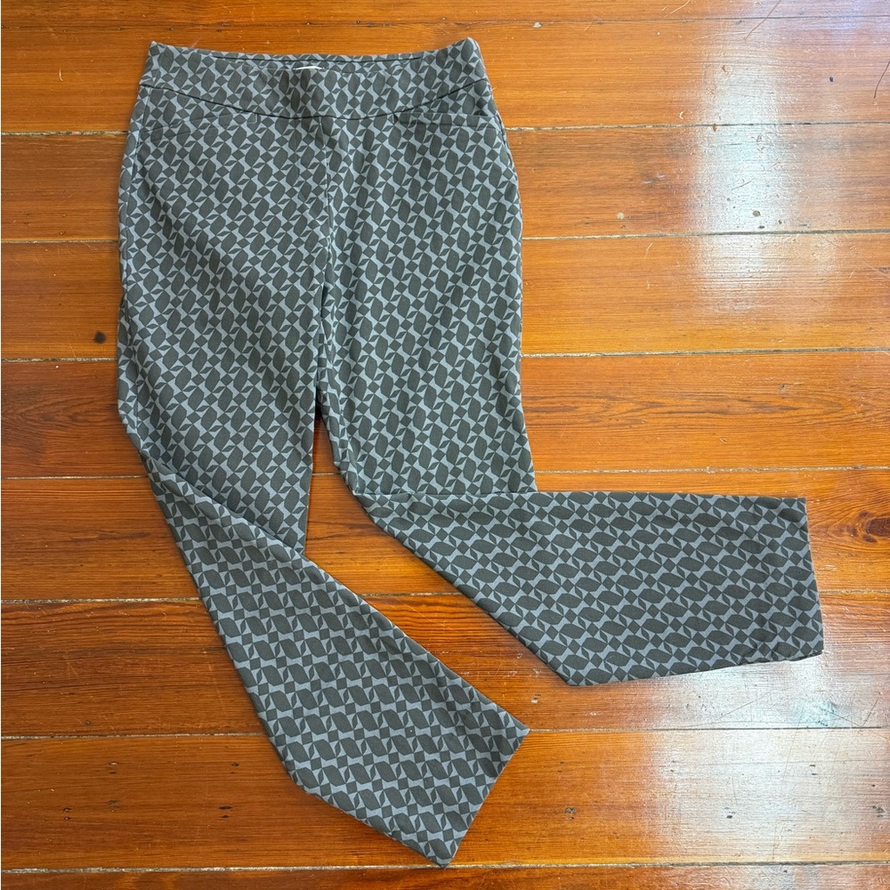 Spartina 449 Pull On Straight Leg Geometric Trousers Sz Medium 💚🍄